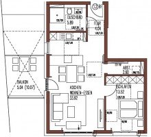 Grundriss Wohnung 1.2 Haus 1 Zweizimmerwohnung im  KURHAUS PALAIS 