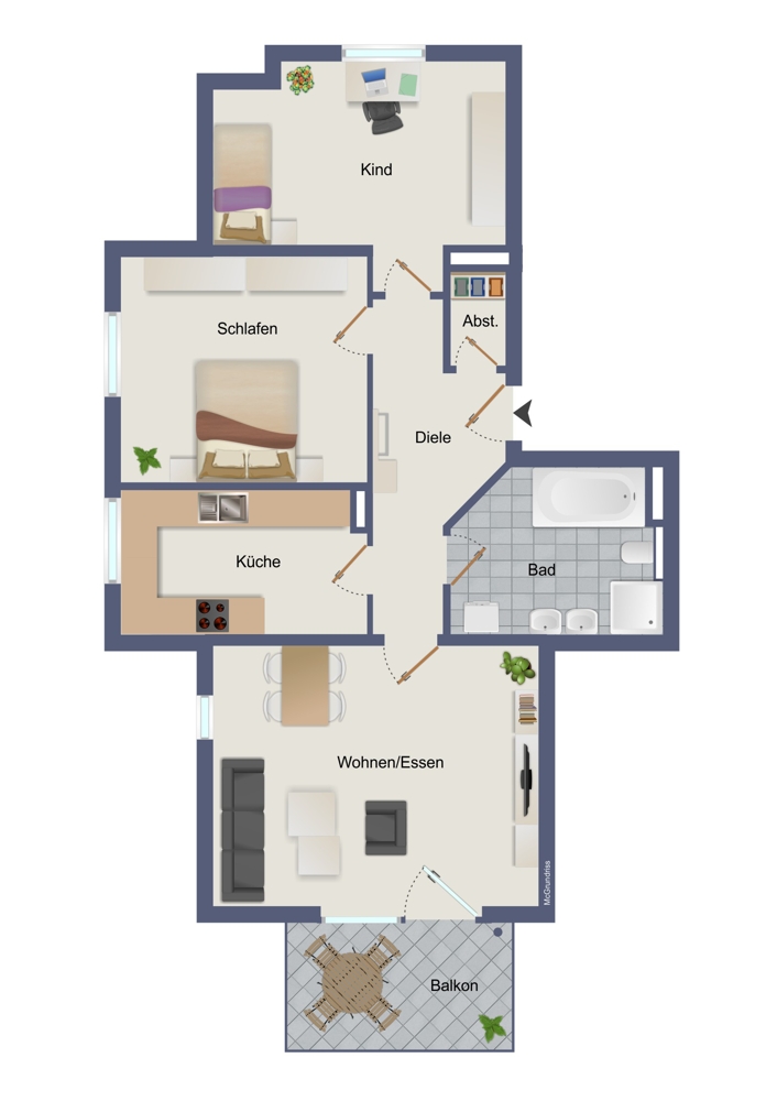 ILLUSTRATION Etagenwohnung Augsburg / Haunstetten