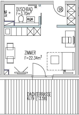 Grundriss Apartment Nr. 98 Etagenwohnung Augsburg