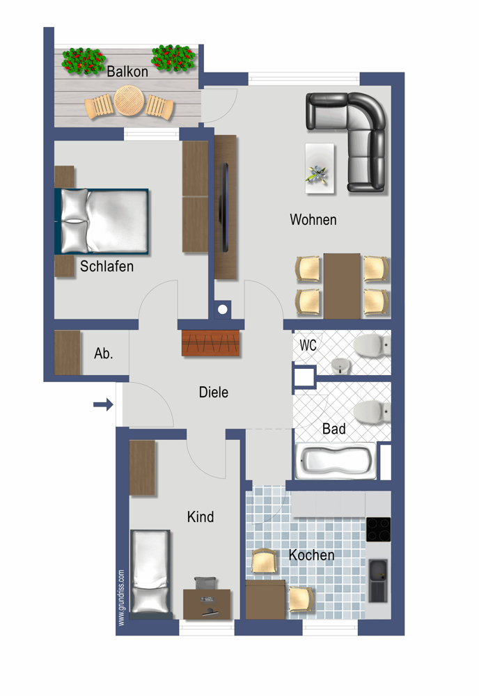 Illustration Etagenwohnung M�nchen / Obermenzing