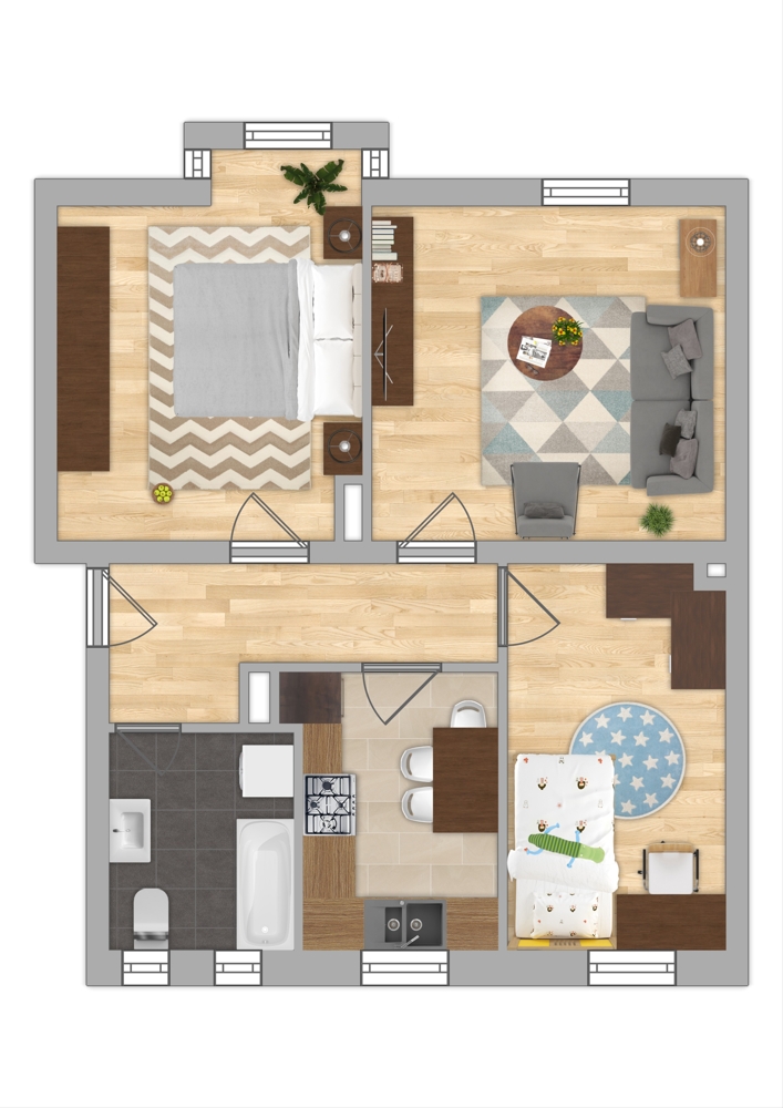 ILLUSTRATION Etagenwohnung Augsburg