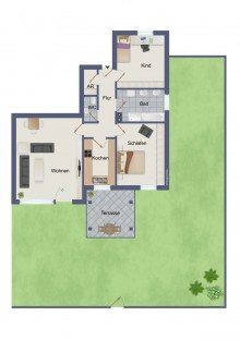 ILLUSTRATION WE1 Aufgeteiltes, gepflegtes Dreifamilienhaus zu verkaufen