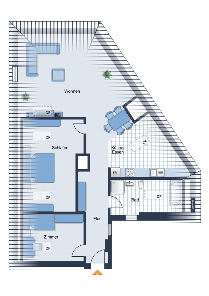ILLUSTRATION Dachgeschosswohnung Augsburg