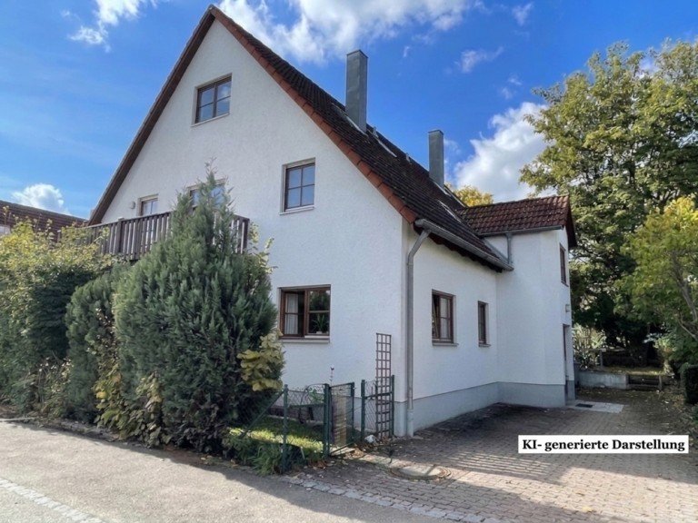 Hausansicht - KI-bearbeitet - KI-generiert Stadtbergen / Deuringen Maisonettewohnung Gro�z�gige Wohnung N�he Golfplatz - Ohne K�uferprovision
