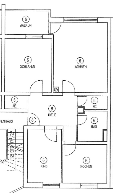 Grundriss WE 6 Etagenwohnung M�nchen / Obermenzing